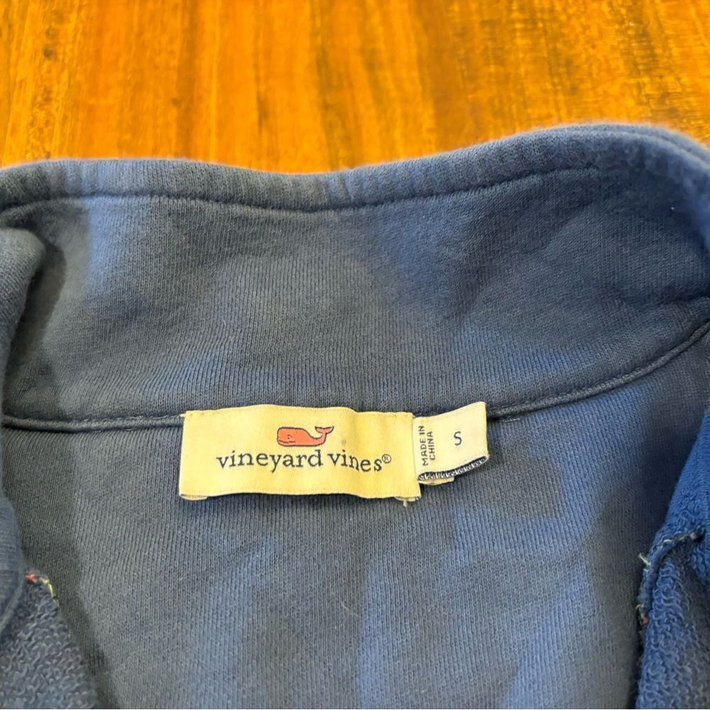 Vineyard Vines Classic Patchwork Christmas Holiday Navy Quarterzip Sweatshirt - Picture 7 of 7